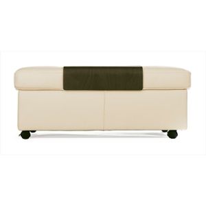 Stressless Double Ottoman in Paloma Vanilla Leather with Wenge Wood Table Front View Image