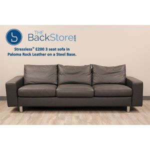 Stressless E200 3 Seat Sofa in Paloma Rock Leather on a Steel Base 