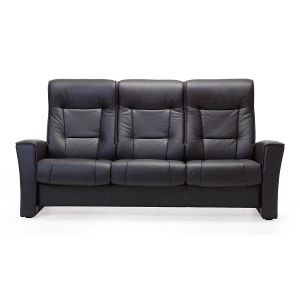 Fjords 775 Aalusund Sofa Group Three Seat High Back Sofa in Nordic Line Havana Leather Front View