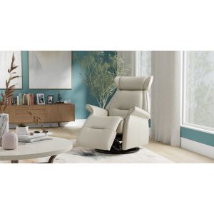 Fjords Miami Swing Relaxer Recliner in AstroLine Black Leather Profile View 