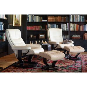 Stressless Nordic Recliner and Ottoman on Classic Base Two Seats Profile View 