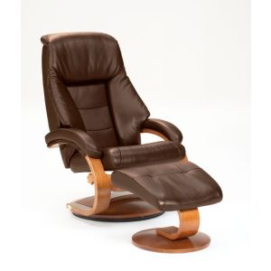 Mac Motion Oslo Collection Mandal 58 Recliner with Ottoman in Espresso Profile View 