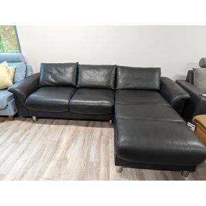 Stressless E300 2 seat with Long Seat in Royalin Black Leather