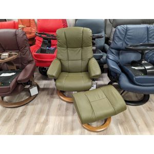 Stressless Mayfair Small Paloma Dark Olive Leather Recliner