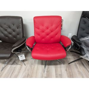 Stressless Metro Low Back Recliner in Batick Chili Red