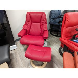 Stressless Live Large Cori Brick Red Leather Recliner