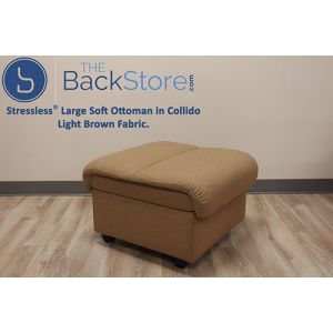 Stressless Large Soft Ottoman in Collido Light Brown Fabric