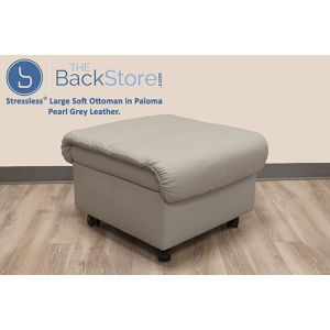 Stressless Large Soft Ottoman in Paloma Pearl Grey Leather 