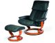 Ekornes Stressless Admiral Recliner Chair on a Teak Wood Classic Base Profile View
