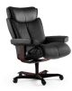 Stressless Magic Office Chair in Paloma Black Leather on a New Wenge Wood Base Profile View 