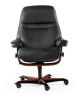 Stressless Sunrise Office Chair in Paloma Black Leather on a Cherry Wood Base Front View 