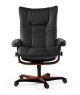 Stressless Wing Office Chair in Paloma Black Leather on a Teak Wood Base Front View 