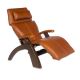 PC-600 Power Omni-Motion Silhouette Perfect Chair Zero Gravity by Human Touch in Cognac Premium Leather on a Dark Walnut Wood Base Profile View