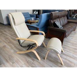 Stressless YOU James Recliner Chair and Ottoman in Cori Fog